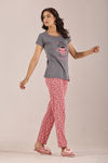 Sweet Moon Knit Cotton Pyjama Set - Rust Grey — thumbnail 3